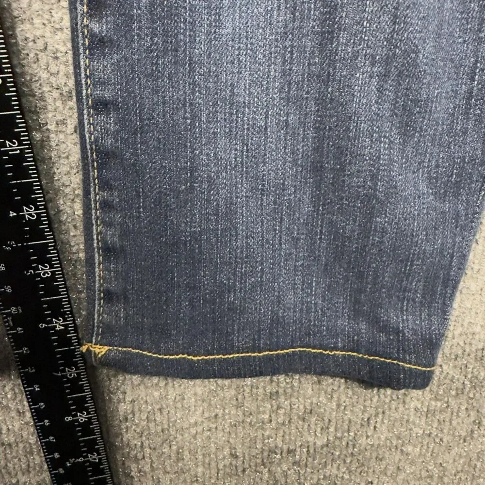 True Religion Ricky W/Flap Jeans Mens 38x26 Blue Relaxed Straight USA Short Hem